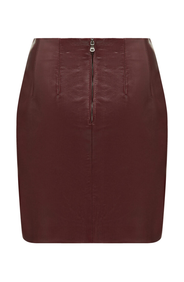 Шкіряна бордова спідниця
