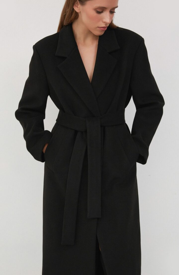 Пальто прямого крою в чорному