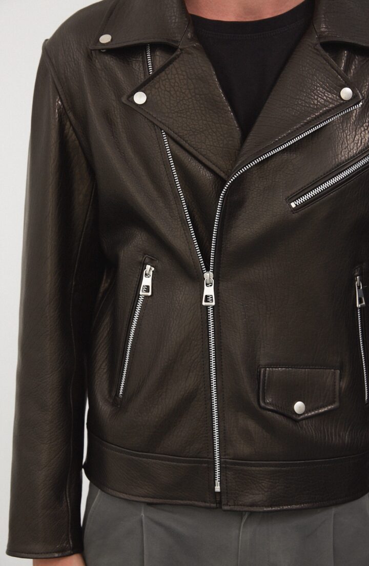 Шкіряна чоловіча куртка прямого крою