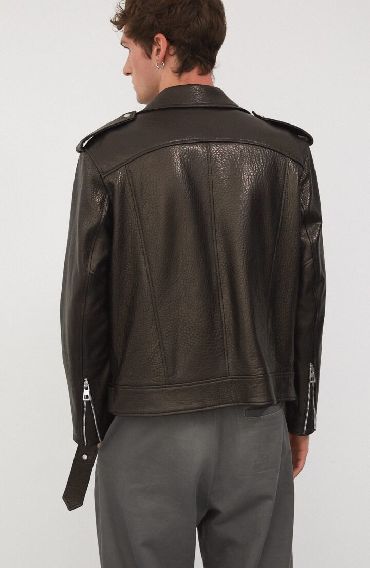 Шкіряна чоловіча куртка прямого крою
