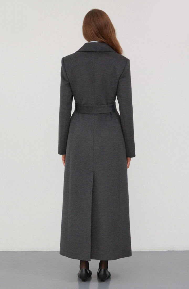 Пальто приталене в сірому