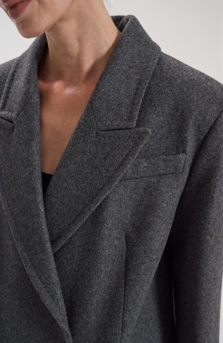 Пальто прямого крою в сірому