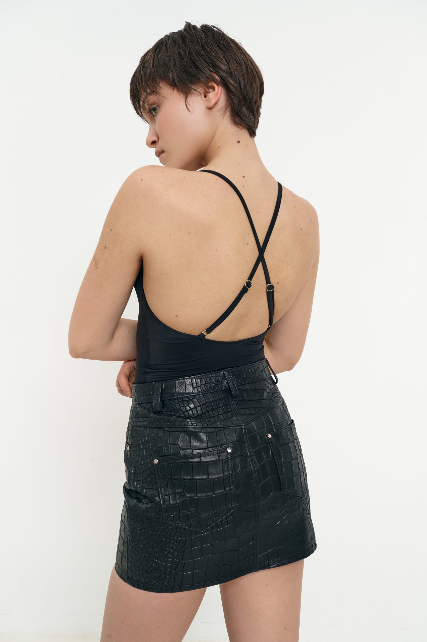 Міні спідниця з кроко-текстурою - Зображення 3